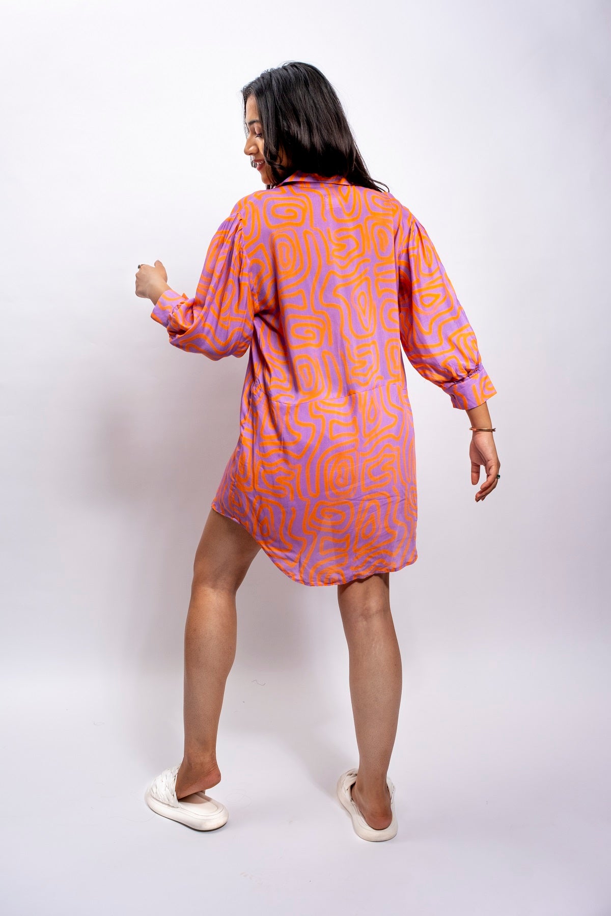 ORANGE SWIRL SHIRT DRESS
