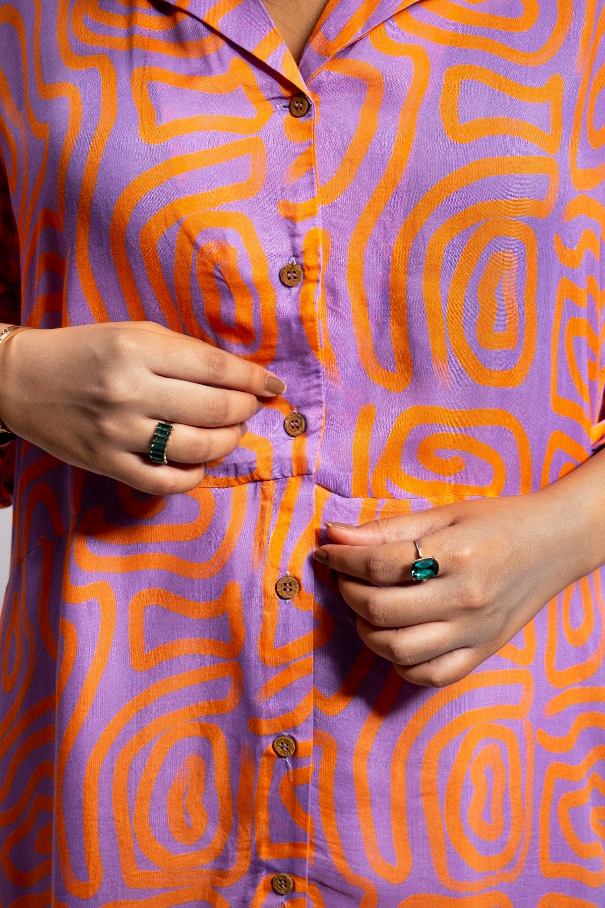 ORANGE SWIRL SHIRT DRESS