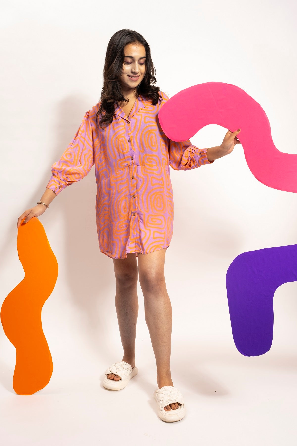 ORANGE SWIRL SHIRT DRESS
