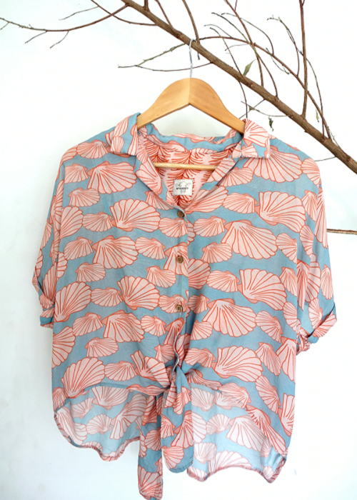 Sea Sells Sea Shells Tie Croptop