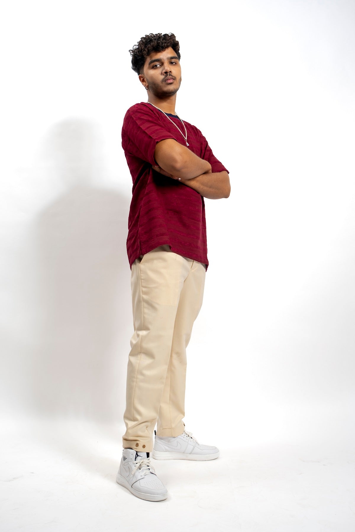 DOBBY MAROON CONTRAST TEE
