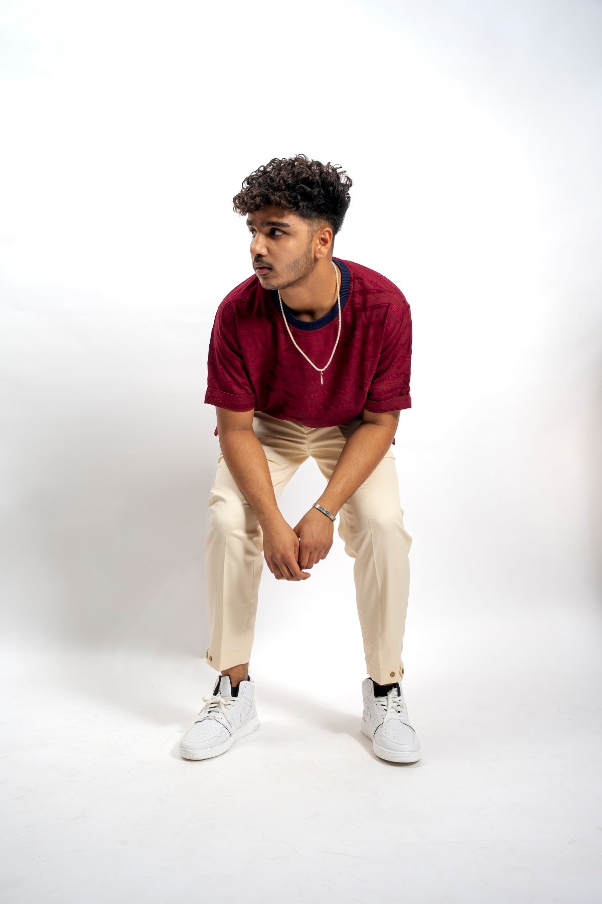 DOBBY MAROON CONTRAST TEE