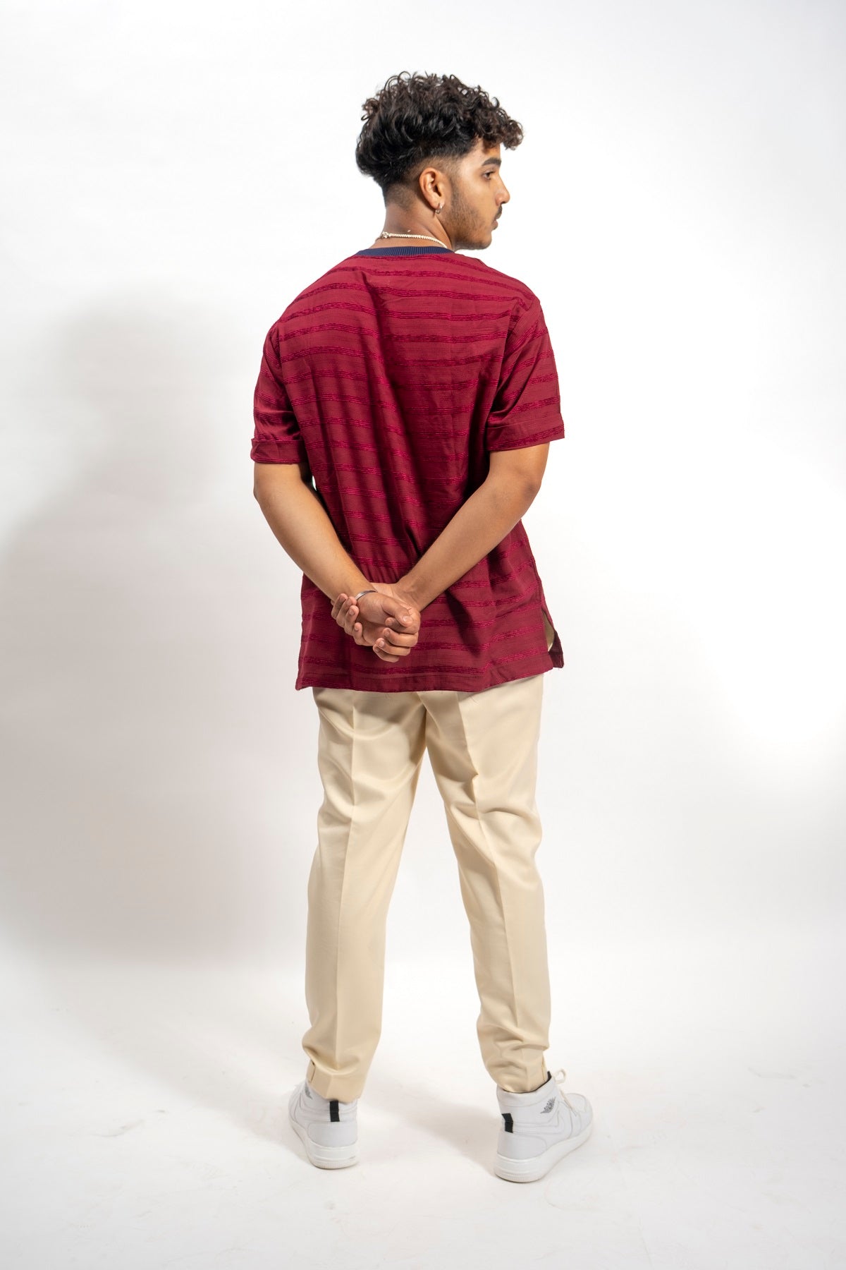 DOBBY MAROON CONTRAST TEE